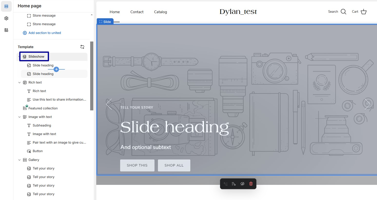 Choose Slideshow for adding product images
